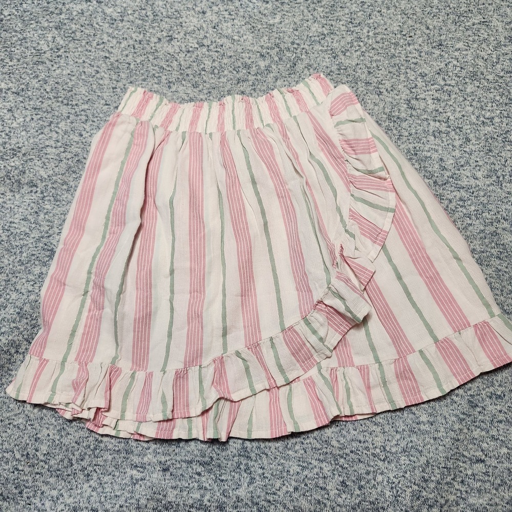 Sergent Major Girls Skirt EU 148 US 10-12 Pink Stripe Ruffle Skirt French Brand